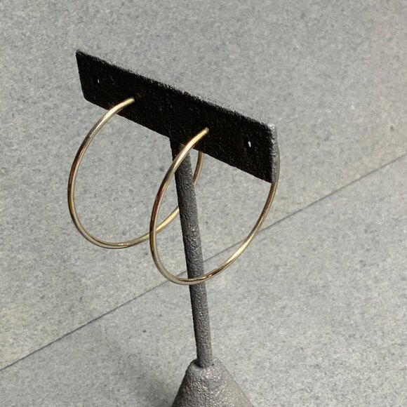 Thin Hoop Pierced Earrings 2 In Classic Silver Hoops Minimal Timeless Retro Chic - Picture 3 of 5